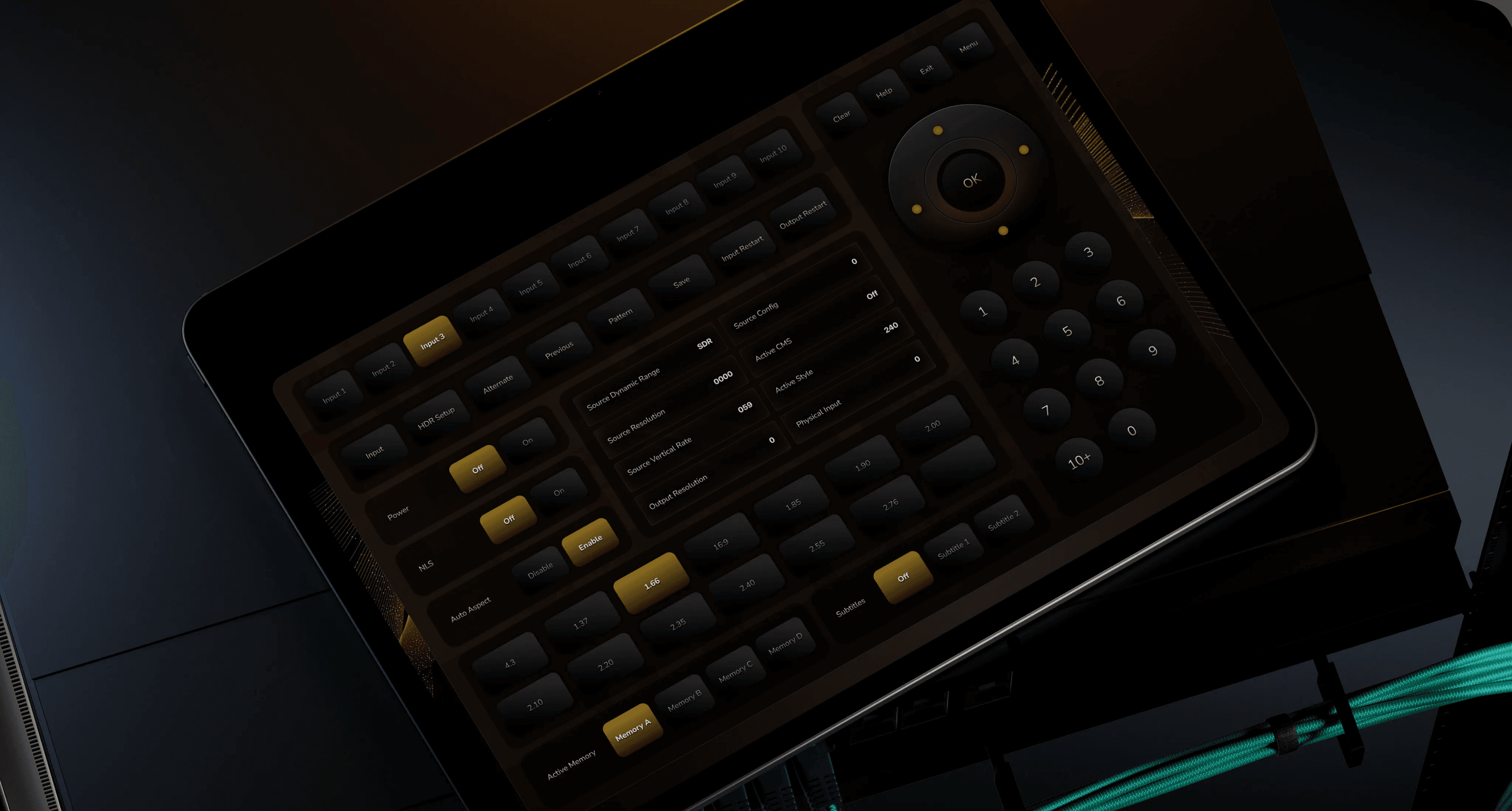 Custom control interface with transport and keypad controls